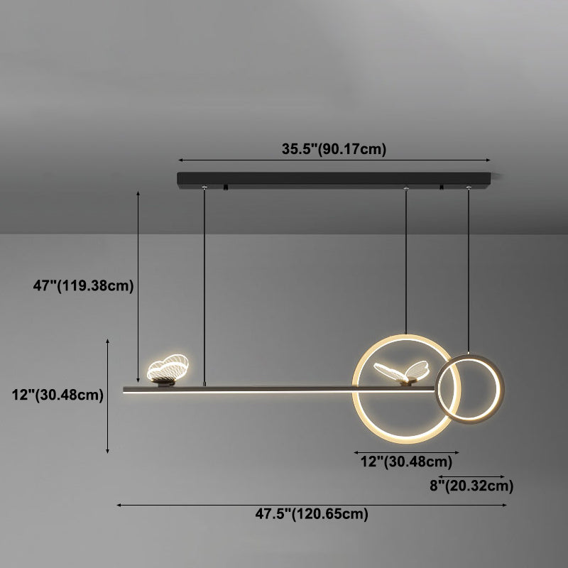 Ideas de iluminación de metal de la isla de 7 luces de estilo lineal de estilo moderno de estilo lineal