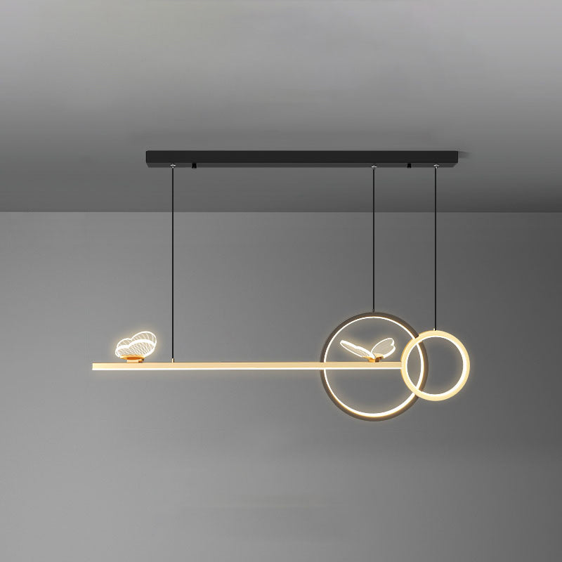 Ideas de iluminación de metal de la isla de 7 luces de estilo lineal de estilo moderno de estilo lineal