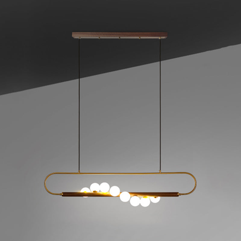 Luces colgantes de isla esférica de iluminación colgante moderna con sombra de vidrio blanco