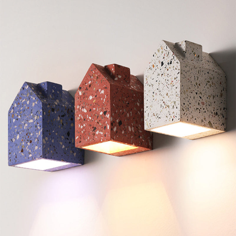 Nordic Cement Wall Light House Shape Colorful Wall Sconce for Living Room