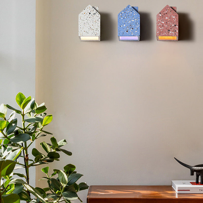 Nordic Cement Wall Light House Shape Colorful Wall Sconce for Living Room