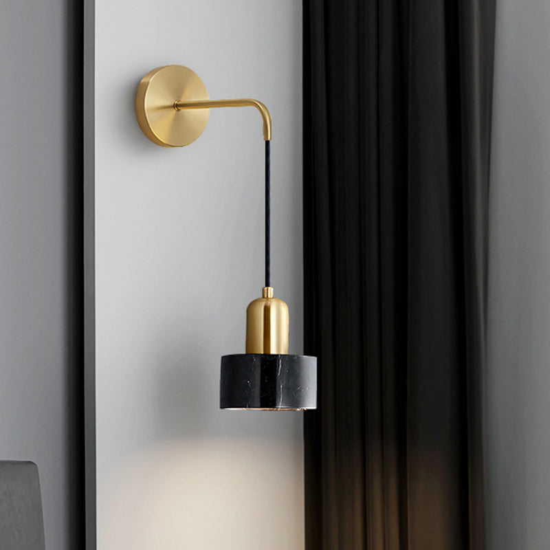 Modern Metal Wall Light Gold 6" Wide Wall Sconce with Marble for Bedroom