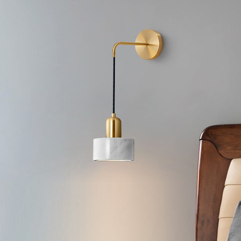 Modern Metal Wall Light Gold 6" Wide Wall Sconce with Marble for Bedroom