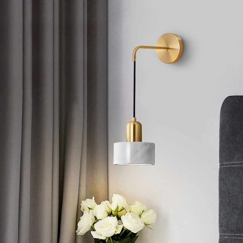 Modern Metal Wall Light Gold 6" Wide Wall Sconce with Marble for Bedroom