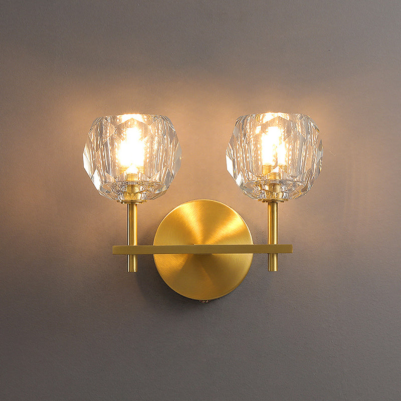 Moderne Messing Wandleuchte Globus Gold Wandleuchten mit Kristall für Schlafzimmer