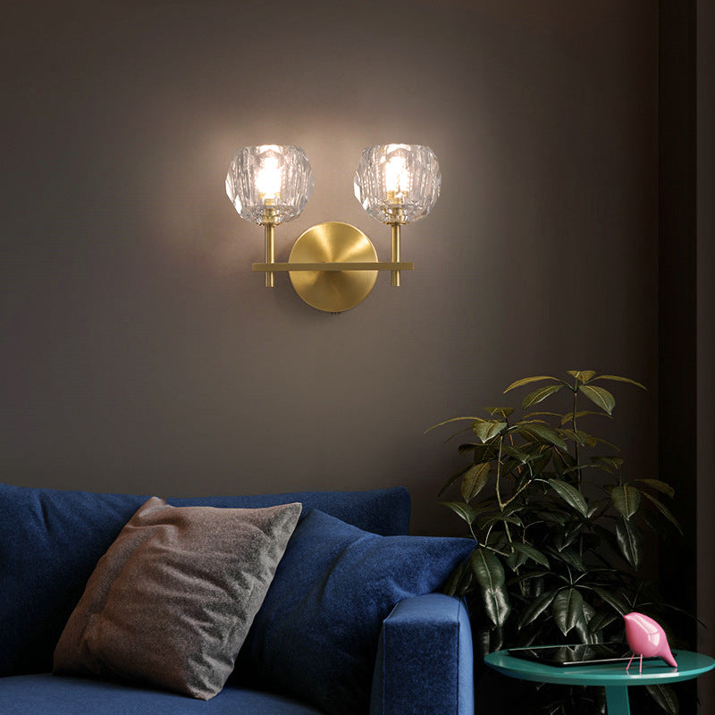 Moderne Messing Wandleuchte Globus Gold Wandleuchten mit Kristall für Schlafzimmer
