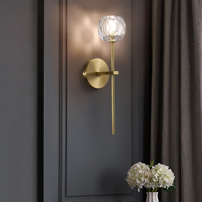 Moderne Messing Wandleuchte Globus Gold Wandleuchten mit Kristall für Schlafzimmer