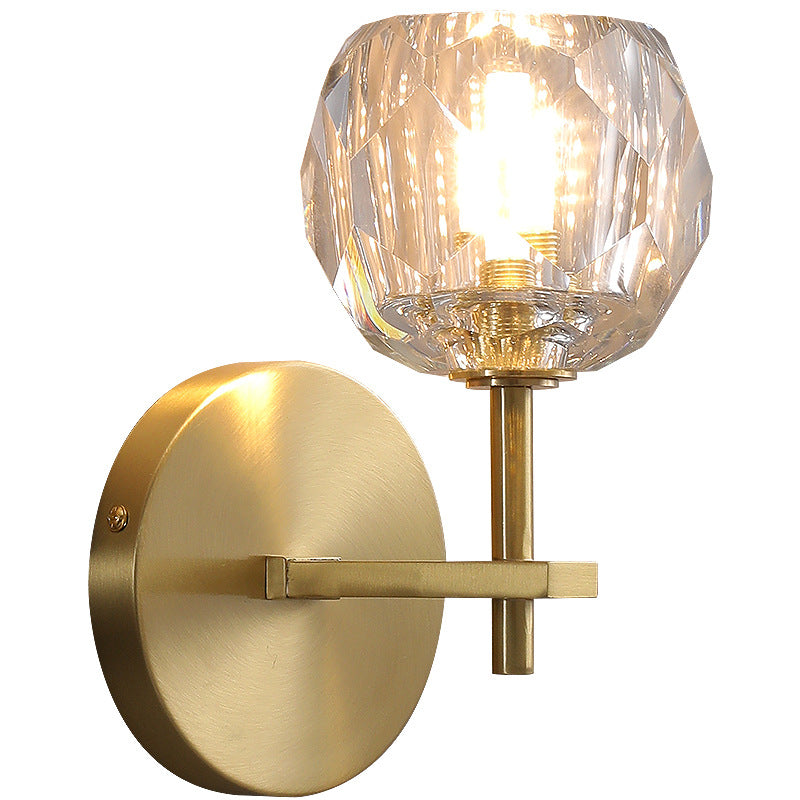 Moderne Messing Wandleuchte Globus Gold Wandleuchten mit Kristall für Schlafzimmer