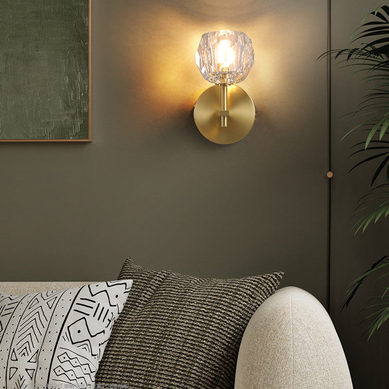 Moderne Messing Wandleuchte Globus Gold Wandleuchten mit Kristall für Schlafzimmer