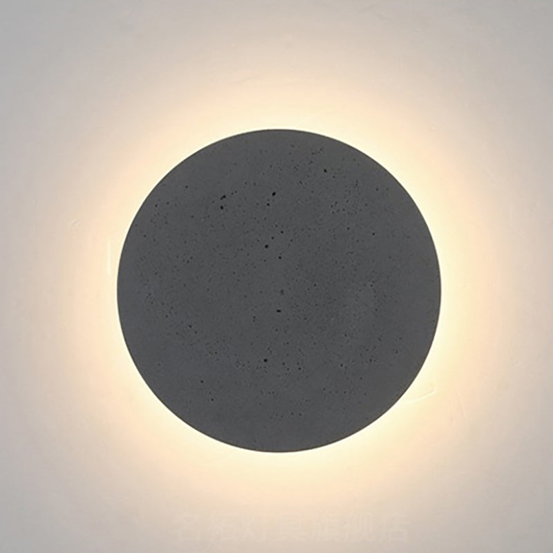 Luz de pared de cemento de estilo moderno aplique de pared redonda en gris para sala de estar