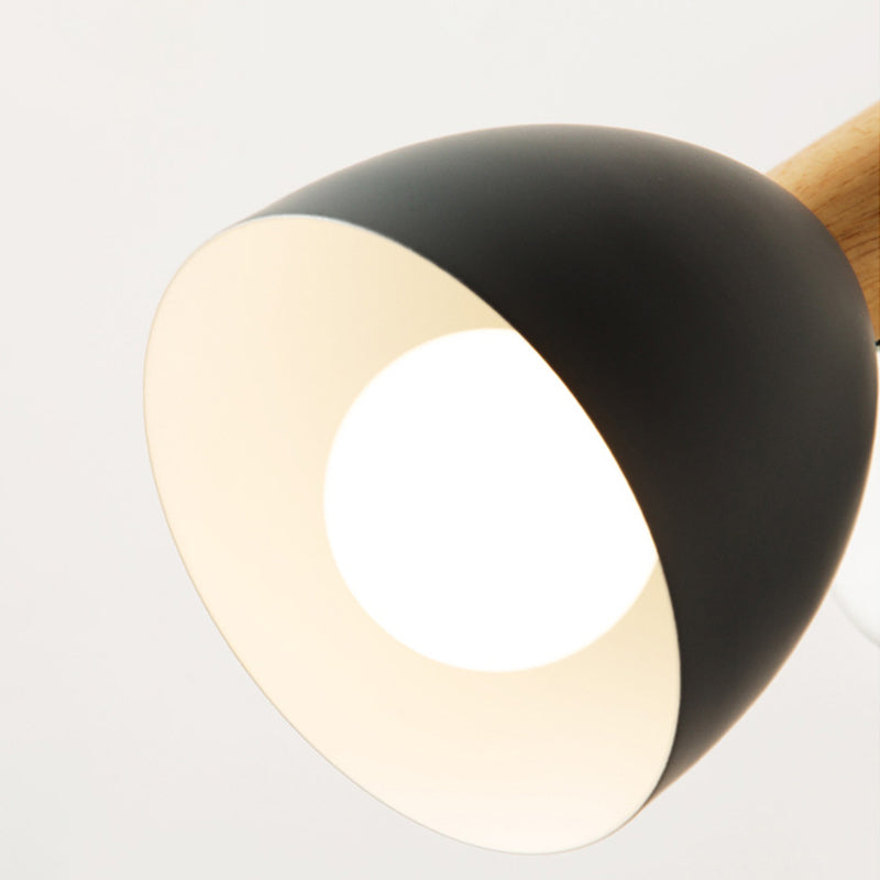 Nordic Style Metal Wall Light Dome Wall Sconce with Wood for Living Room