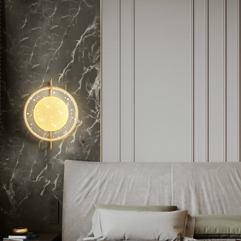 Luz de pared LED creativa estilo moderno de luz redonda de luz para dormitorio