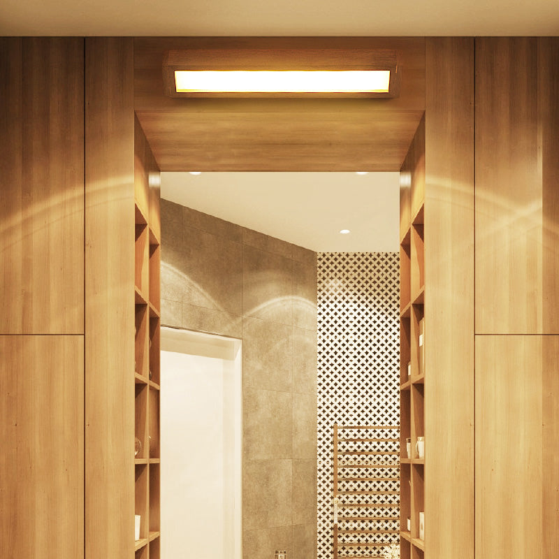 Moderne Stil Leuchte Rechteck Form Holz 1-Licht-Wandhalterlicht Licht