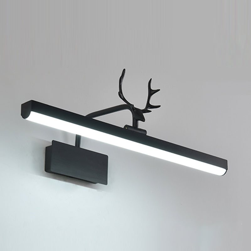 Metal Linear Shade Wall Sconce Modern Style 1 Light Mirror Wall Light Fixture in Black
