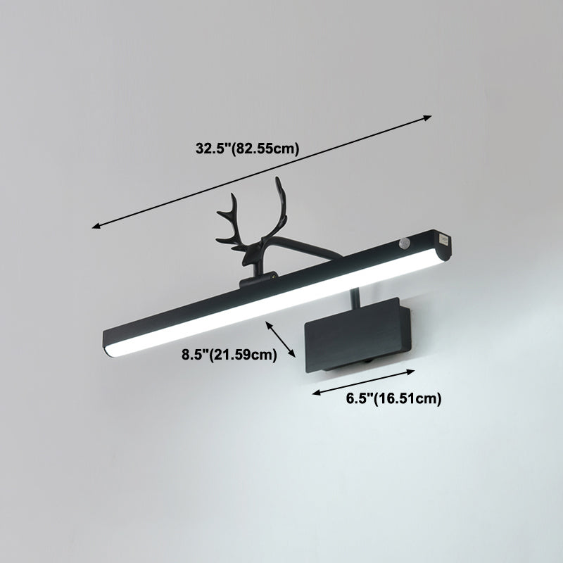 Metal Linear Shade Wall Sconce Modern Style 1 Light Specchio Light Seguite in nero
