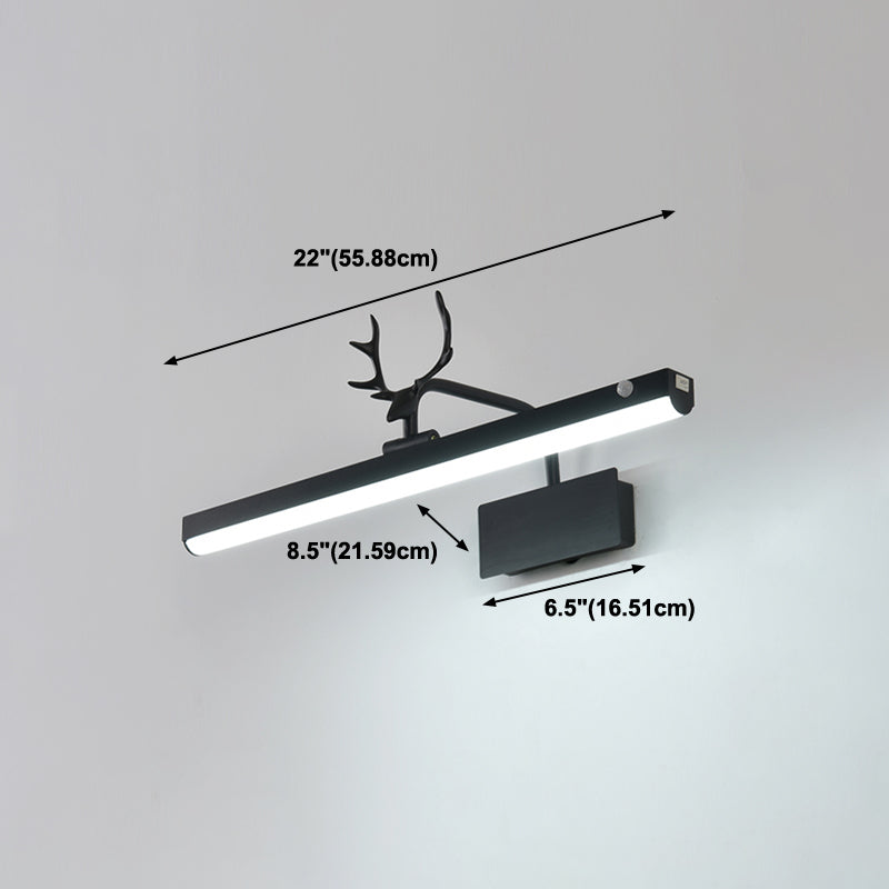 Metal Linear Shade Wall Sconce Modern Style 1 Light Specchio Light Seguite in nero