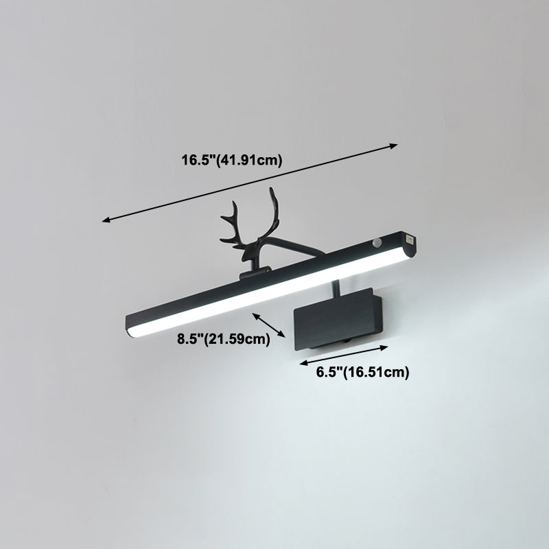 Metal Linear Shade Wall Sconce Modern Style 1 Light Specchio Light Seguite in nero