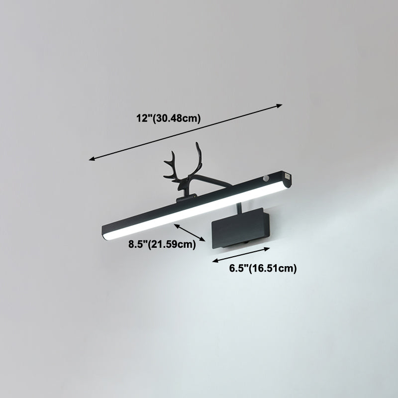 Metal Linear Shade Wall Sconce Modern Style 1 Light Specchio Light Seguite in nero