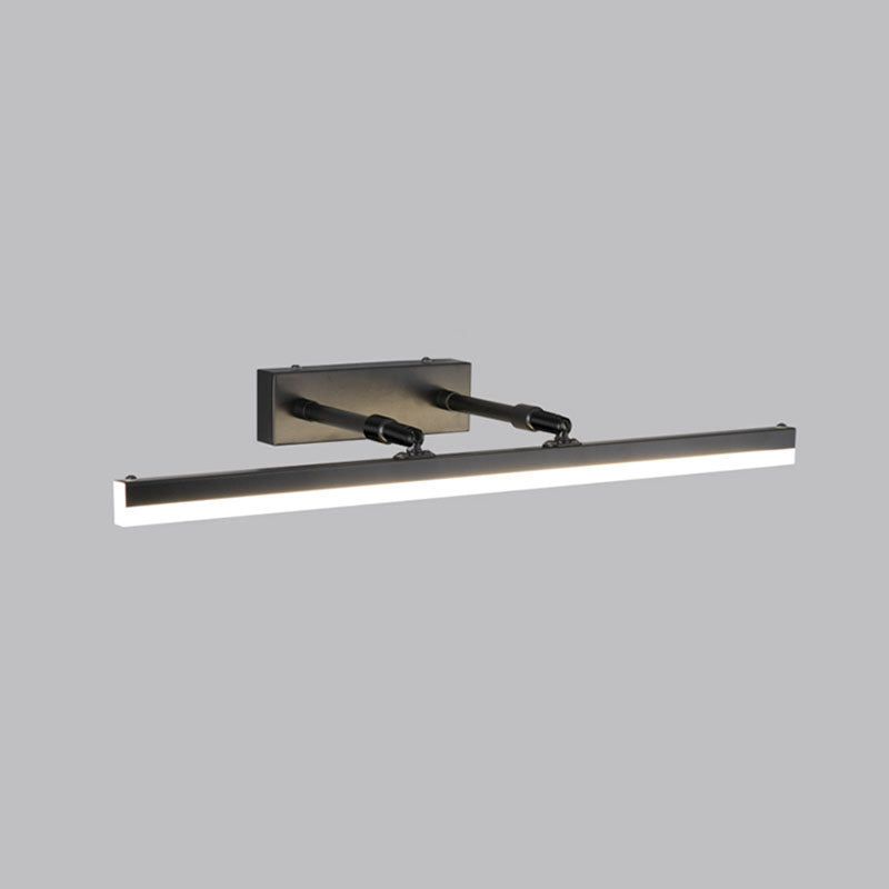 Metal Linear Wall Sconce Modern 1 Light Swing Arm Mirror Wall Mount Light Fixture in Black