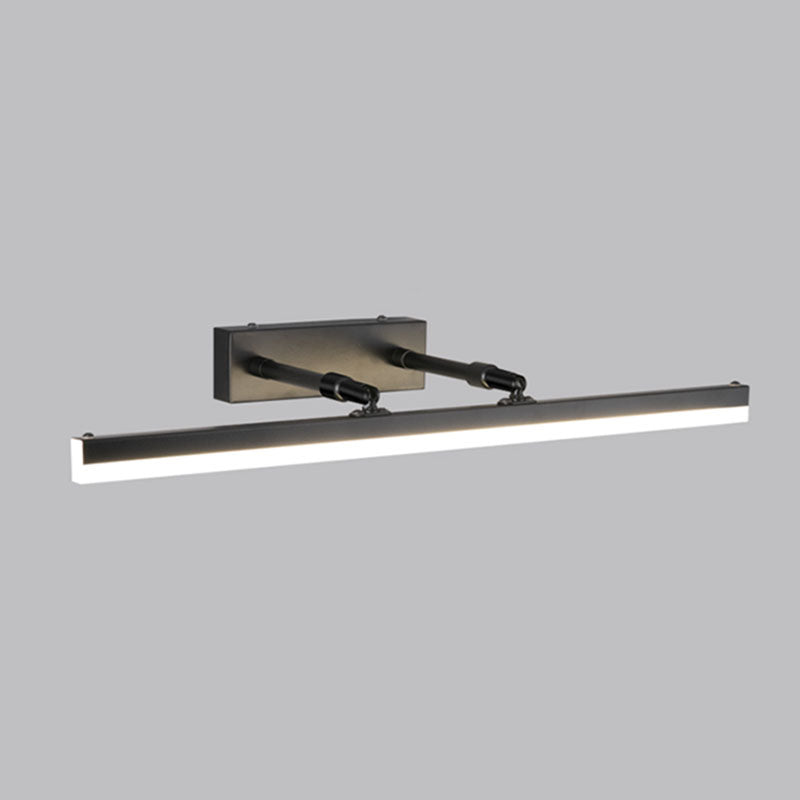 Metal Linear Wall Sconce Modern 1 Light Swing Arm Mirror Wall Mount Light Fixture in Black