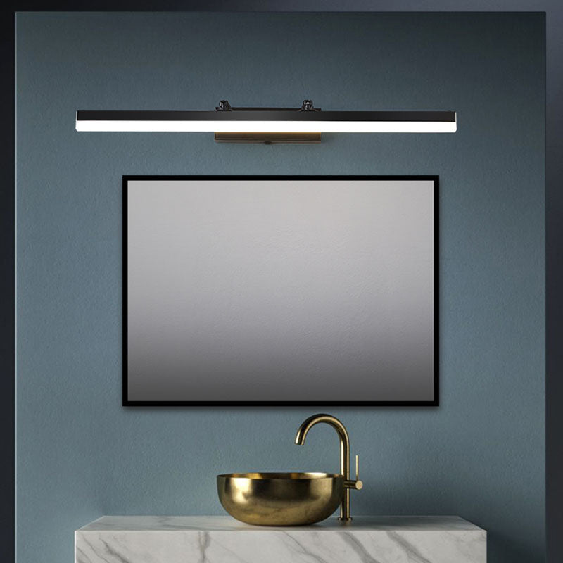Metal Linear Wall Sconce Modern 1 Light Swing Arm Mirror Wall Mount Light Fixture in Black