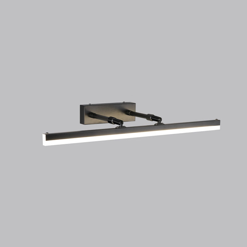 Metal Linear Wall Sconce Modern 1 Light Swing Arm Mirror Wall Mount Light Fixture in Black