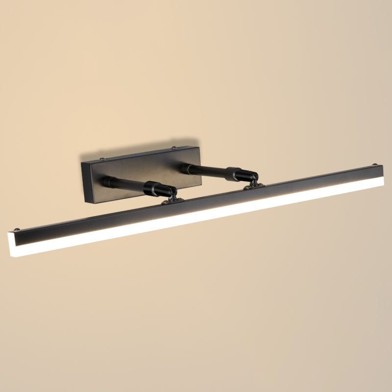 Metal Linear Wall Sconce Modern 1 Light Swing Arm Mirror Wall Mount Light Fixture in Black