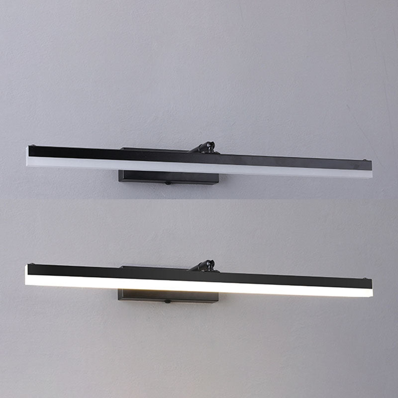Metal Linear Wall Sconce Modern 1 Light Swing Arm Mirror Wall Mount Light Fixture in Black