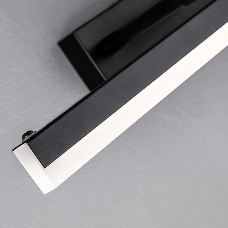 Metal Linear Wall Sconce Modern 1 Light Swing Arm Mirror Wall Mount Light Fixture in Black