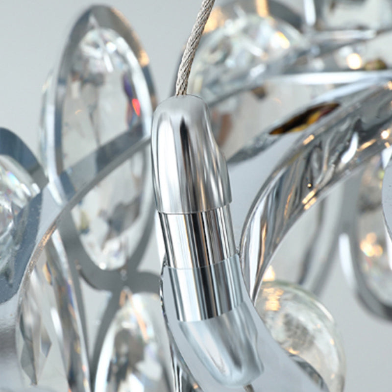 Modern Style Hanging Lights Round Crystal Chandelier in Clear for Living Room