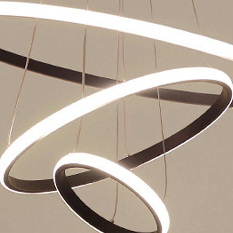 3-Light Suspended Lighting Fixture Minimalist Style Ring Shape Metal Chandelier Lamp