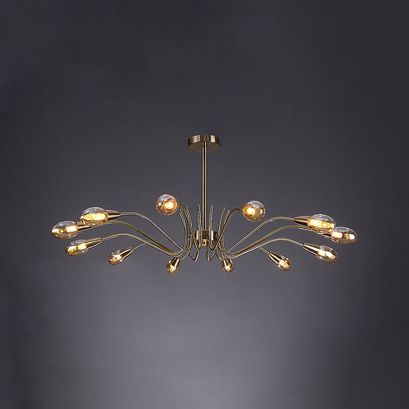 Lámpara de lámpara de lámpara de estilo posmoderno lámpara colgante de vidrio dorado para sala de estar