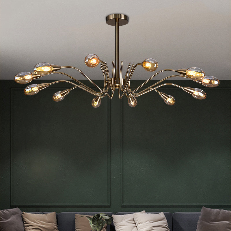 Lámpara de lámpara de lámpara de estilo posmoderno lámpara colgante de vidrio dorado para sala de estar