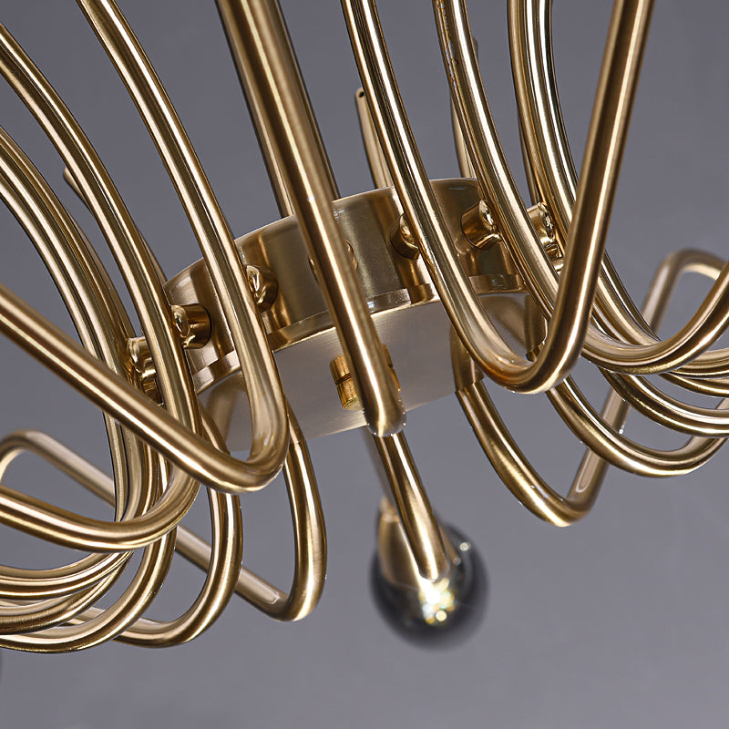 Lámpara de lámpara de lámpara de estilo posmoderno lámpara colgante de vidrio dorado para sala de estar