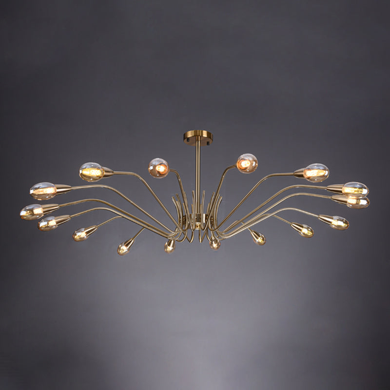 Lámpara de lámpara de lámpara de estilo posmoderno lámpara colgante de vidrio dorado para sala de estar