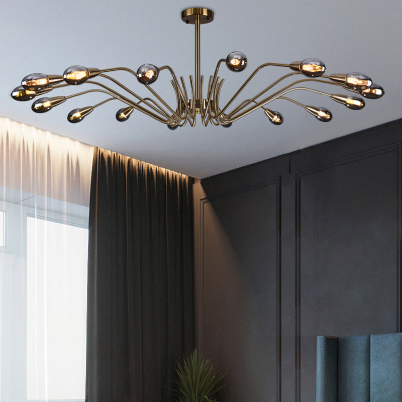 Lámpara de lámpara de lámpara de estilo posmoderno lámpara colgante de vidrio dorado para sala de estar