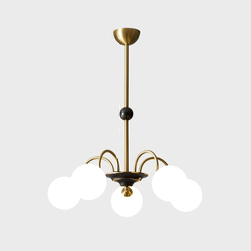 Modern Style Gold Chandelier Light Fixture Globe Shape Glass Hanging Light