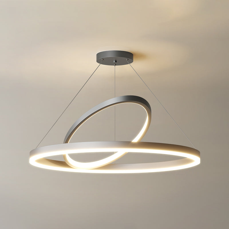 Circular LED Chandelier Metal Simple Style Pendant Light Fixture in Black