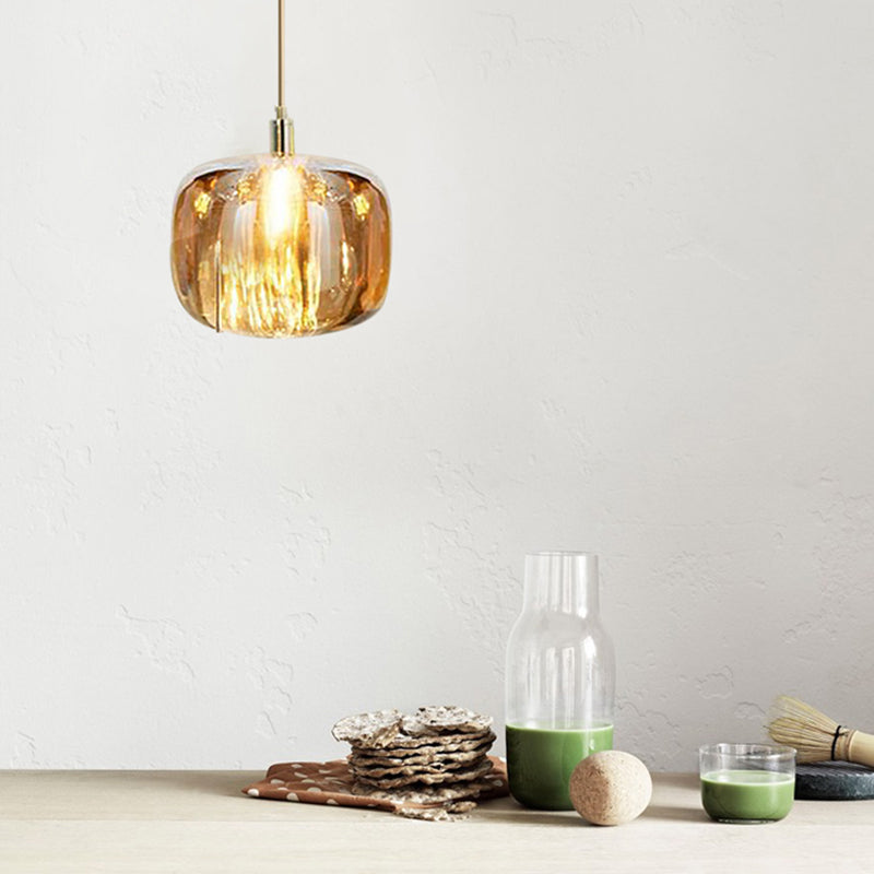 Lumière suspendue contemporaine en verre coloré