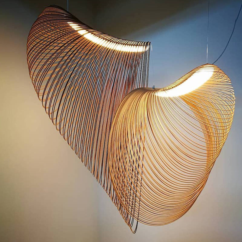 Éclairage pendentif à la maison légère suspendue en bois pour le salon