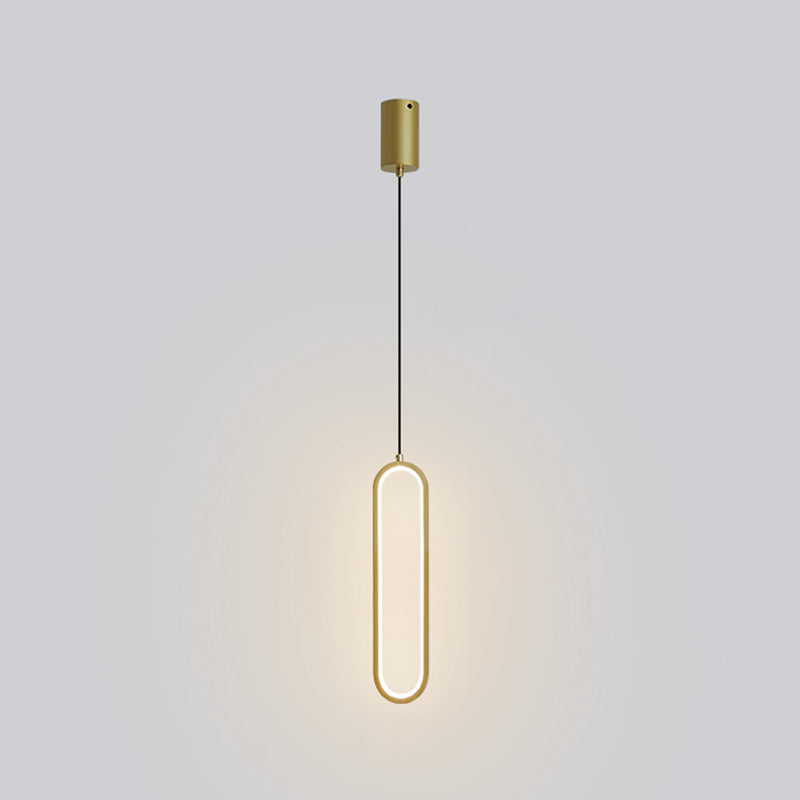 Contemporary Oval Shape Pendant Light Aluminum LED Hanging Pendant for Living Room
