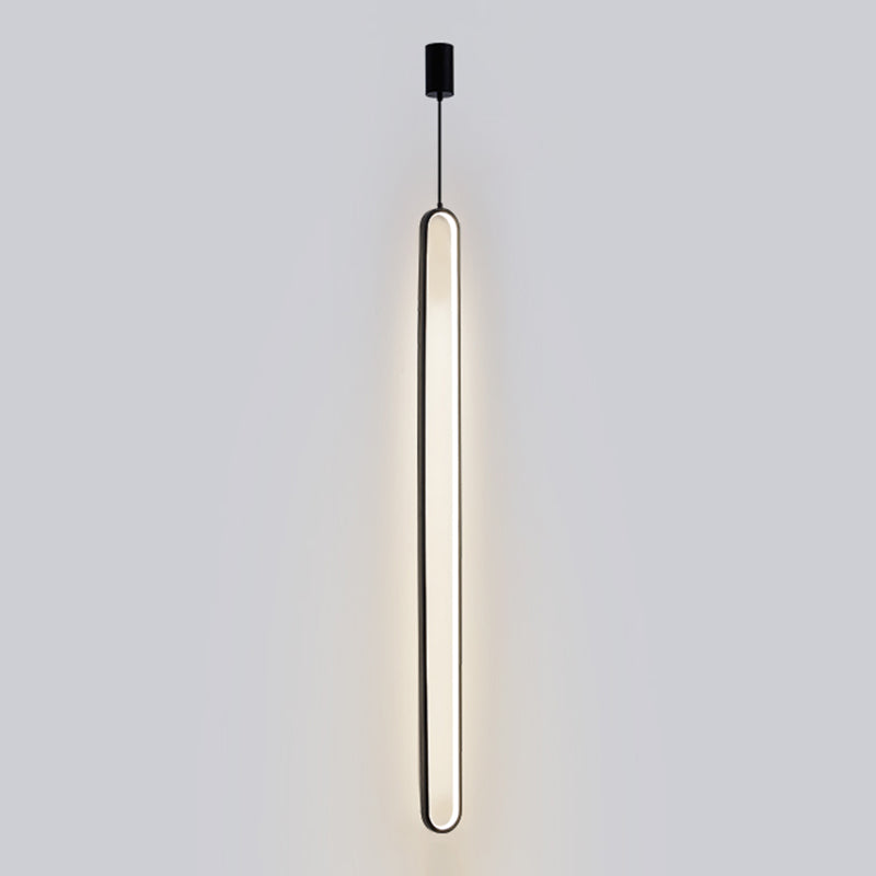 Contemporary Oval Shape Pendant Light Aluminum LED Hanging Pendant for Living Room