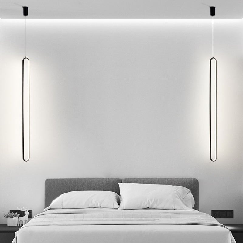 Contemporary Oval Shape Pendant Light Aluminum LED Hanging Pendant for Living Room