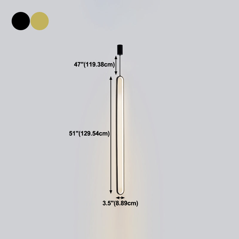 Contemporary Oval Shape Pendant Light Aluminum LED Hanging Pendant for Living Room