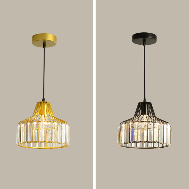 Modern Style Cylindrical Shape Hanging Light Crystal 1 Light Hanging Lamp for Bedroom