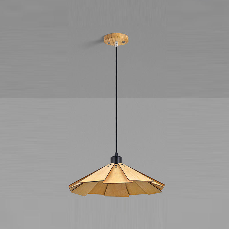 Modern Style Cone Shape Hanging Light Wood 1 Light Hanging Lamp for Living Room