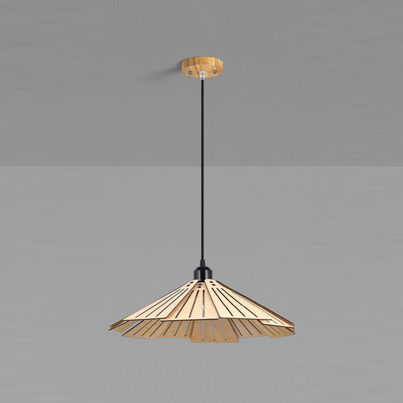 Modern Style Cone Shape Hanging Light Wood 1 Light Hanging Lamp for Living Room