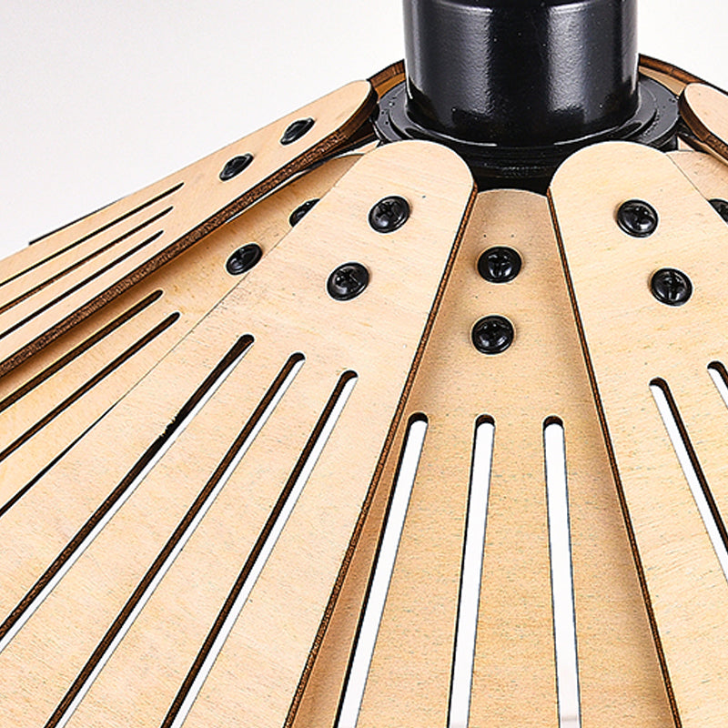 Modern Style Cone Shape Hanging Light Wood 1 Light Hanging Lamp for Living Room