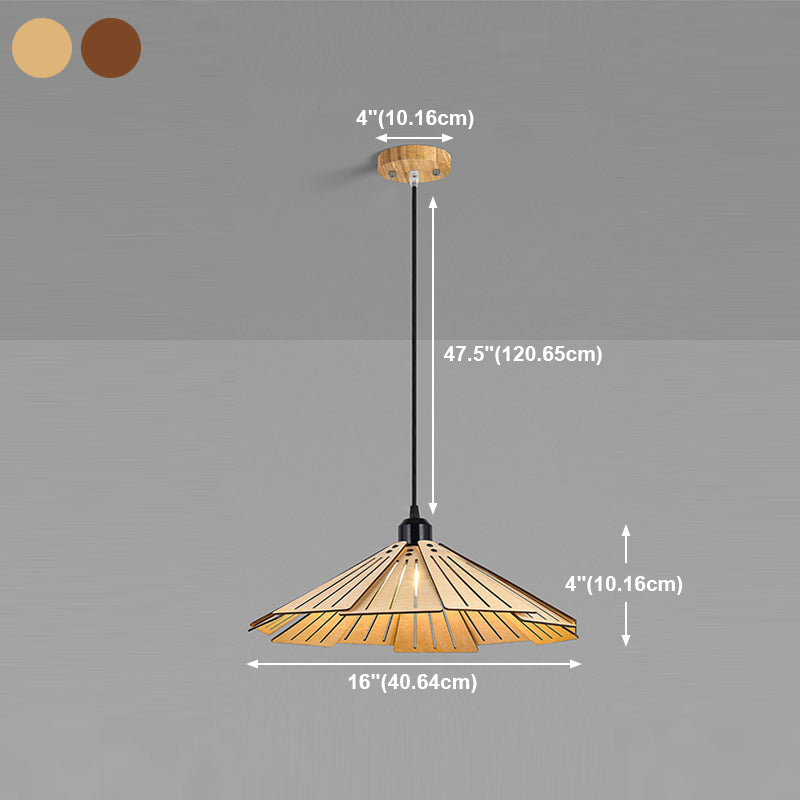 Modern Style Cone Shape Hanging Light Wood 1 Light Hanging Lamp for Living Room