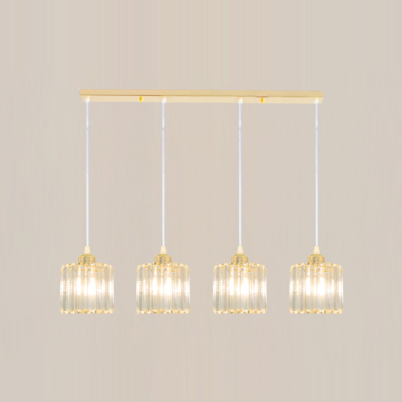 Modern Style Cylindrical Shape Hanging Light Crystal Multi Light Hanging Lamp for Bedroom